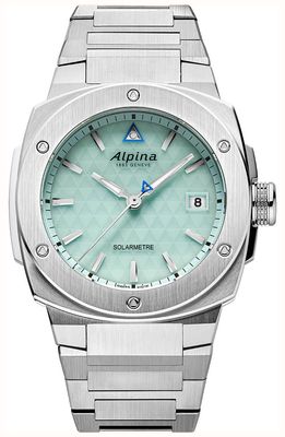Alpina Alpiner Extreme Solameter (37,5 mm), cadran vert menthe à motif triangulaire / bracelet en acier inoxydable AL-140LGR3AE6B