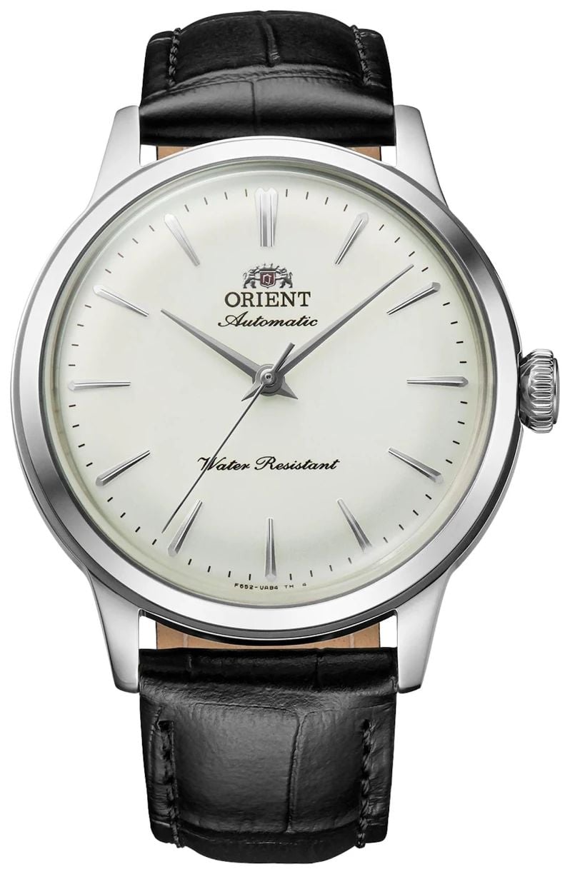 Orient Men's White Dial Automatic Black Leather Strap RA- Watch