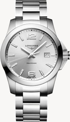 LONGINES Conquest Quarz (41 mm) silbernes Zifferblatt / Edelstahlarmband L37594766