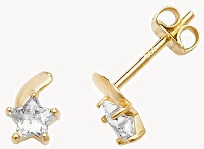 9k Yellow Gold Cubic Zirconia Star Earrings ES603