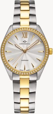 Continental Crystal Round (32.5mm) Textured Silver Dial / Two-Tone Stainless Steel Bracelet 22508-LT312131