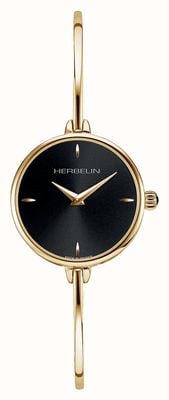 Herbelin Fil Women's Black Dial Gold PVD Bangle Watch 17206BP14