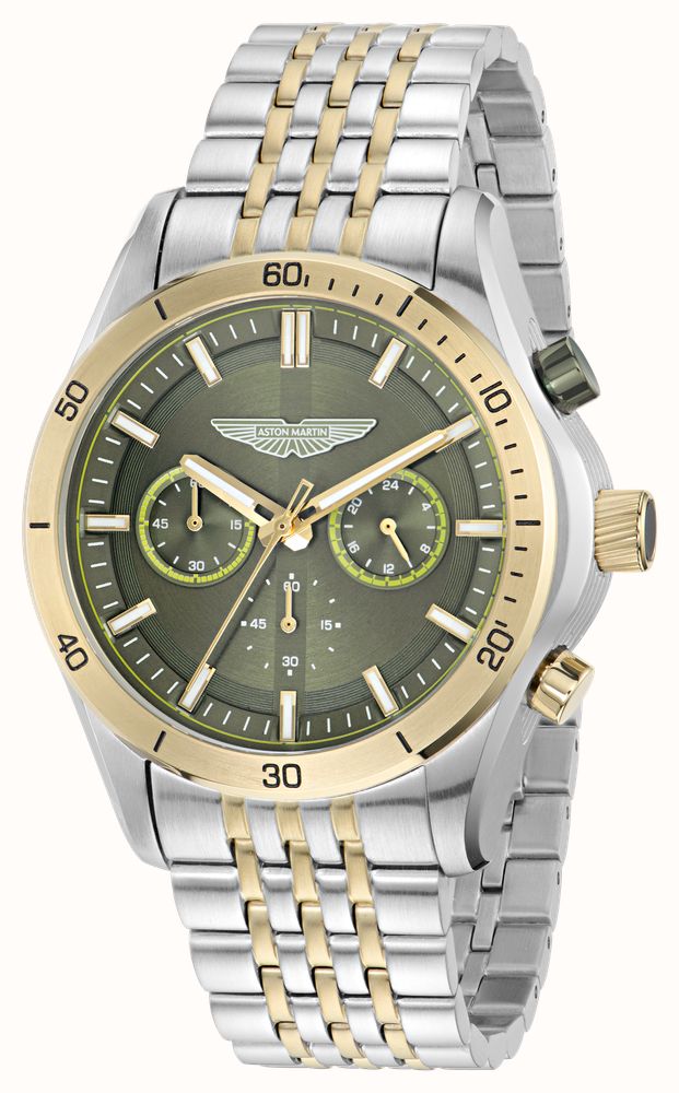 Aston Martin Thrill CLP Quartz Chronograph (45mm) Bertelli Green Dial / Two-Tone Stainless Steel Bracelet MTRL1F608 - alternate view 2