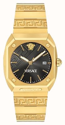 Versace Antares (41,5 mm) zwarte wijzerplaat / goudkleurige roestvrijstalen armband VE8F00424