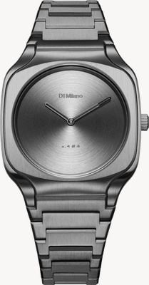 D1 Milano Square Gun Frame (37mm) Gun-Metal Sunray Dial / Gun-Metal Stainless Steel Bracelet SQBJ11