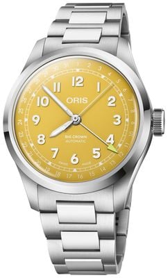 ORIS Grande corona con indicatore della data, automatico (40 mm), quadrante giallo / bracciale in acciaio inossidabile 01 754 7798 4069-07 8 20 06