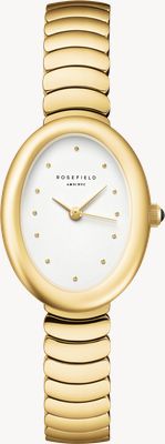 Rosefield Quadrante bianco ovale (22 mm) / bracciale in acciaio inossidabile placcato oro OVWGSG-OV19