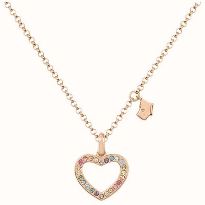 Radley Jewellery Love Radley | Rose Gold Plated Heart Necklace | Colourful Stones RYJ2182