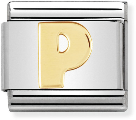 Nomination Classic Letter P 18ct Gold & Steel Charm 030101/16