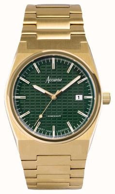Accurist Origin Mens | Green Dial | Gold PVD Plated Steel Bracelet 70009