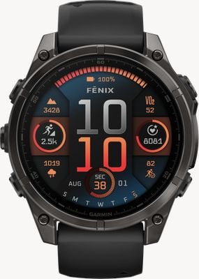 Garmin Fenix 8 47mm AMOLED Sapphire Premium Multisport GPS Smartwatch DLC titanium Carbon Grey Strap 010-02904-21