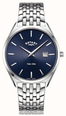 Rotary Niezwykle smukły, srebrno-niebieski zegarek z tarczą GB08010/05
