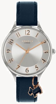 Radley Estrada saxônica | pulseira de couro da marinha | mostrador prateado RY2965