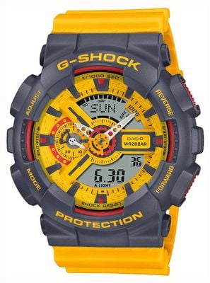 Casio G-Shock | Sportliche Farbserie der 90er Jahre | gelbes Harzarmband GA-110Y-9AER