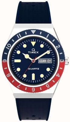 Timex Q timex tweekleurig horloge met rode en blauwe bezel TW2V32100