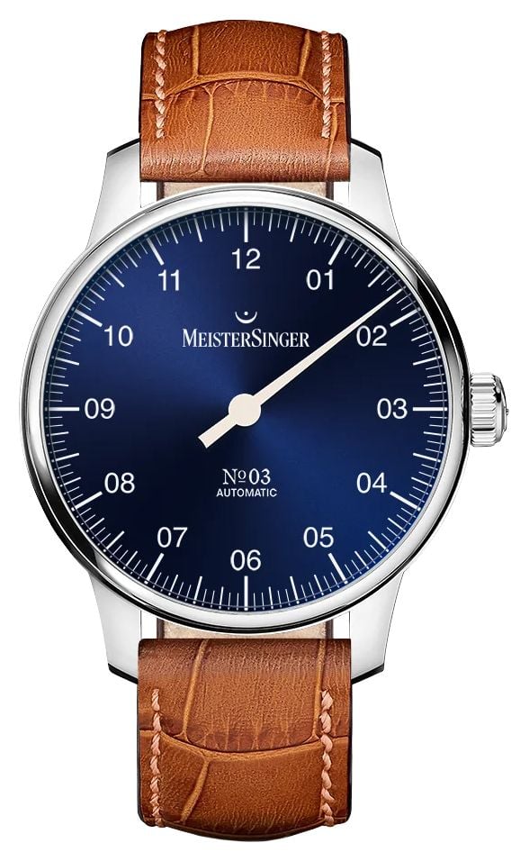 MeisterSinger NÂ°03 (38mm) cadran bleu / bracelet cuir montre