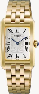 Seiko Klassisch Quarz (22,2mm) weißes Zifferblatt / vergoldetes Edelstahlarmband HGG001P1