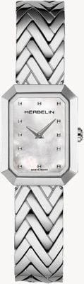 Herbelin Damen-Octagon-Zifferblatt (20,4 mm) aus Perlmutt/Edelstahlarmband 17446B19