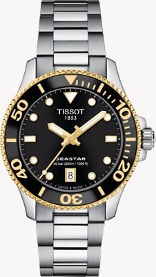 Tissot Seastar 1000 | 36mm ブラックダイアル | | ステンレススチールブレスレット ウォッチ T1202102105100