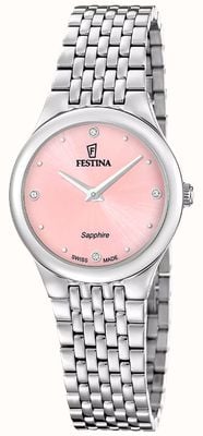 Festina Swiss Made Grace Quartz (29mm) Pink Sunray Dial / Stainless Steel Bracelet F20096/2