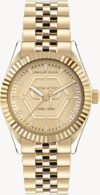 Philipp Plein $treet couture datum superlatief (38 mm) gouden wijzerplaat / goudkleurige roestvrijstalen armband PW2BA0523