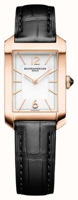 Baume & Mercier Women's Hampton (22mm) White Rectangular Dial / Black Leather Strap 10752