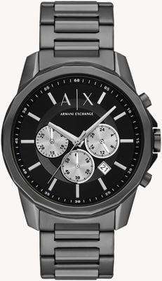Armani Exchange Men's Chronograph (44mm) Black Dial / Gunmetal Stainless Steel Bracelet AX1765