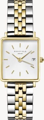 Rosefield Boxy xs (22mm) ホワイト文字盤 / ツートンステンレススチールブレスレット QMWSSG-Q023