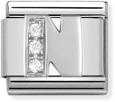 Nomination Classic Letter N Sterling Silver & Steel Cubic Zirconia Charm 330301/14