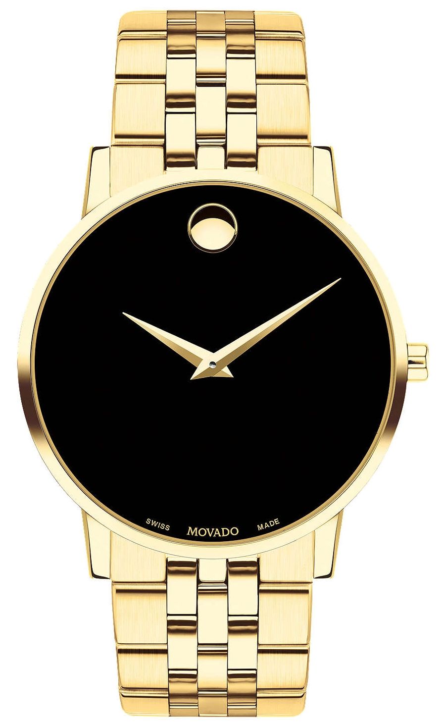 Movado Museum vergoldetes Herrenarmband/Gehäuse schwarzes uhr-image-47411