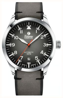 Tutima Glashütte フリーガー自動巻き（41mm）グレーグラデーション文字盤／グレーホーウィンレザーストラップ 6105-31