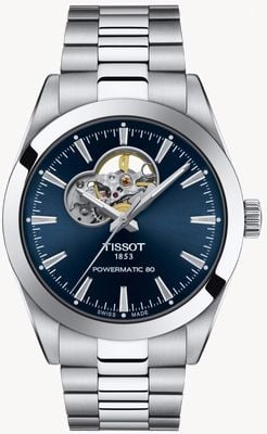 Tissot 紳士 |パワーマチック80 |ブルーダイヤル |オープンハート |ステンレススチールのブレスレット T1274071104101