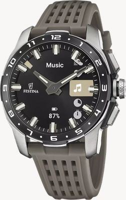 Festina Смарт-часы Connected Full D Hybrid (44 мм) с цифровым дисплеем и силиконовым ремешком цвета хаки. F23305/6