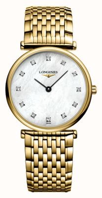 LONGINES ラ グランド クラシック ドゥ ロンジン ダイヤモンド (29mm) ホワイト マザーオブパール ダイヤル / ゴールド pvd ステンレススチール L45122878