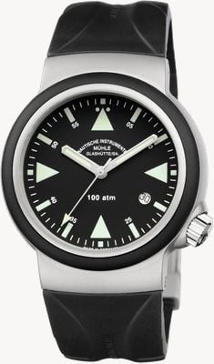 Mühle Glashütte S.a.r. Rescue-timer (42mm) cadran noir / bracelet caoutchouc indien M1-41-03-KB