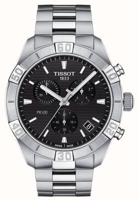 Tissot Pr100 sport | chronographe | cadran noir | bracelet en acier inoxydable T1016171105100