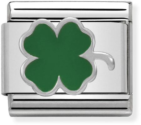 Nomination Classic Green Clover Sterling Silver & Steel Enamel Charm 330202/12