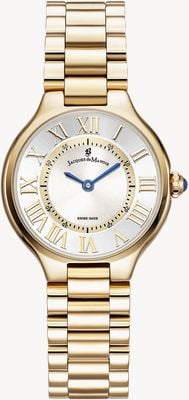 Jacques Du Manoir Celine Two-Hand Quartz (29mm) Silver Sunray Dial / Gold PVD Stainless Steel Bracelet JWL06004
