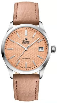 Tutima Glashütte Orologio Sky automatico (34 mm) con quadrante color pesca e cinturino in pelle color pesca-marrone 6705-03