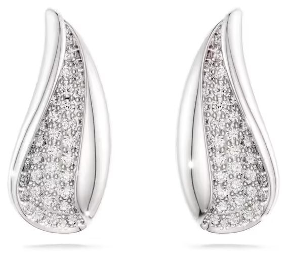 Swarovski Classica Drop-Ohrhänger, Rundschliff, Weiß, Sterlingsilber