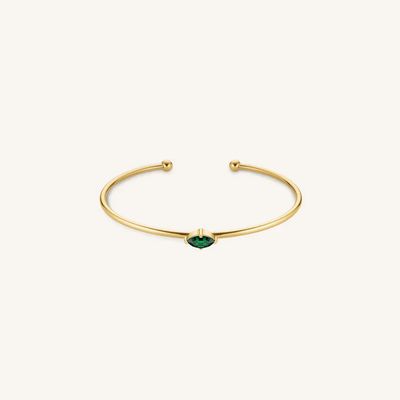 Rosefield Jewellery Goudgeplateerde armband met smaragd marquise JBEMG-J1242