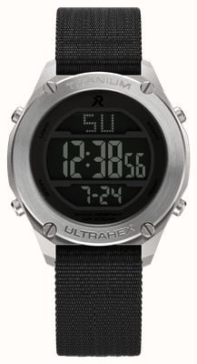 RZE UTD-8000 Multi-Function 'Boldly Brushed' (42mm) Negative Display / Black Elastic Nylon Strap Watch UTD-8000-BB