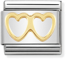 Nomination Classic Double Heart 18ct Gold & Steel Charm 030116/03