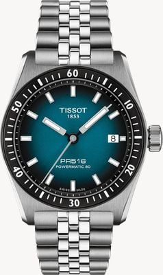 Tissot Pr516 Powermatic 80 (38 mm) cadran bleu dégradé / bracelet en acier inoxydable T1494071104100