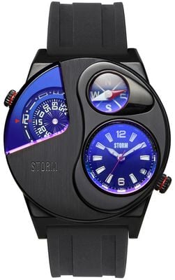 STORM Navitrek (45 mm) für Herren, blaues Laser-Zifferblatt, schwarzes Gummiarmband 47538/SL/B
