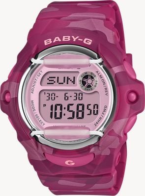 Casio G-SHOCK BABY-G Camo Series (42.6mm) Digital Display / Pink Camo Resin Strap BG-169CM-4ER