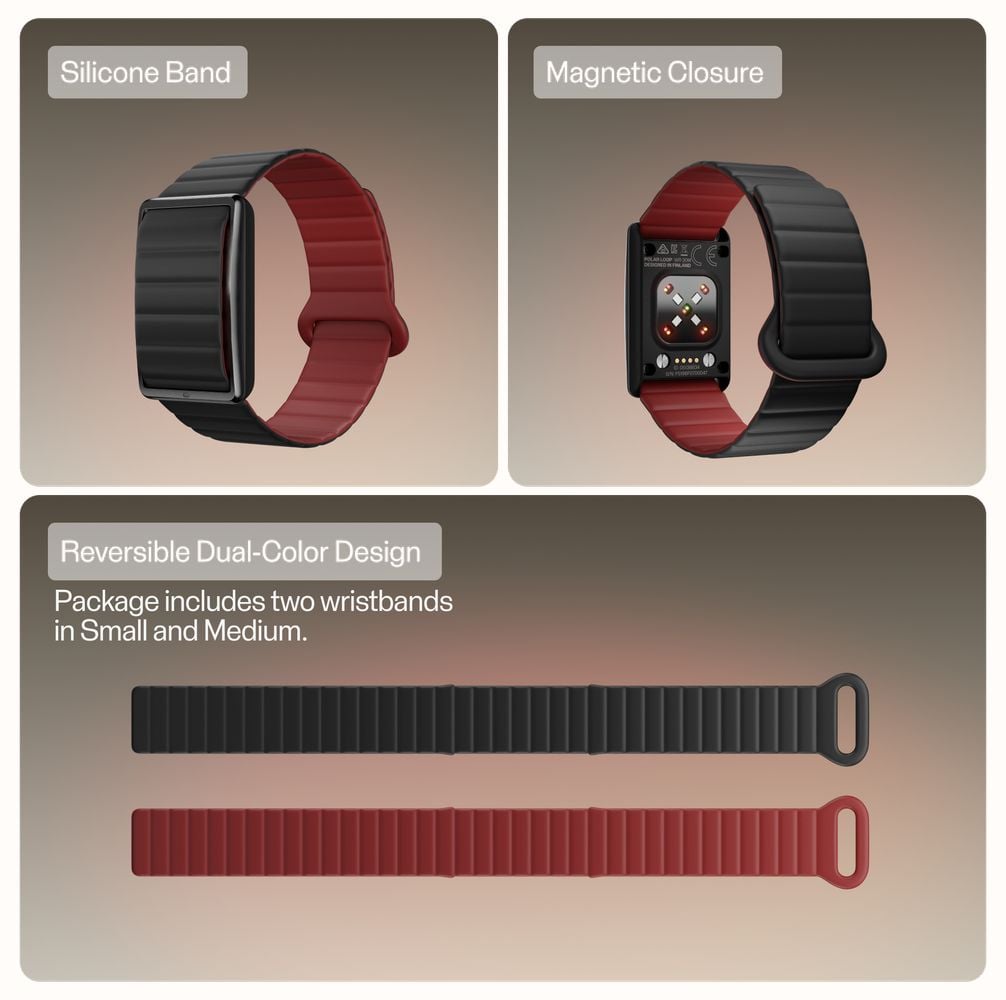 Polar Loop Black/Cherry Magnetic Silicone Band (S-M) - STRAP ONLY 910121269 - альтернативный вид 2