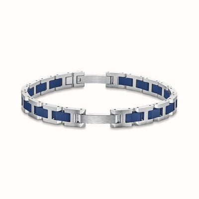Herbelin Cap Camarat Bracelet - Brushed Stainless Steel And Blue Sandblasted Ceramic - 8mm (Adjustable) BCC8ABCB