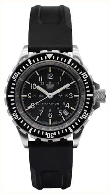 Marathon Grande montre de plongée automatique (GSAR) feuille d'érable grise (41 mm) cadran noir / bracelet en caoutchouc noir 3 pièces WW194006SS-0330
