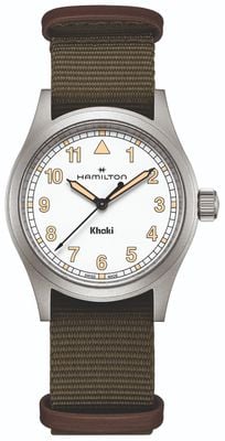 Hamilton Khaki Field Quartz (38mm) White Dial / Green Textile Strap H69401910